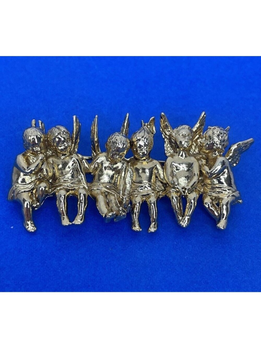 Vintage Signed Edgar Berebi Gold-Tone Cherub Angel Brooch Pin